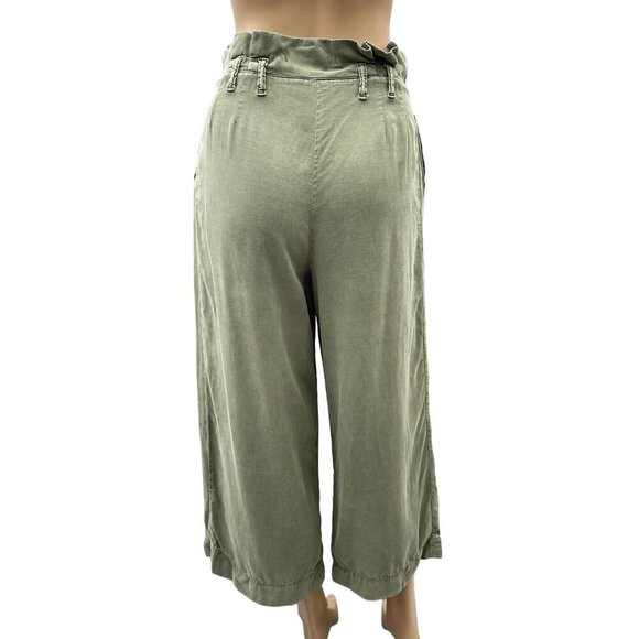 Anthropologie Womens Olive Green Paperbag Waist Cropped Pants Size 4/UK‎ 8R - Picture 3 of 12